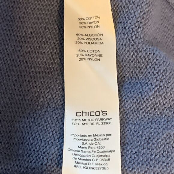 Chico's Longline Open Front Knit Cardigan Sweater Womens Size 3/XL/16 Light Blue - Picture 9 of 10